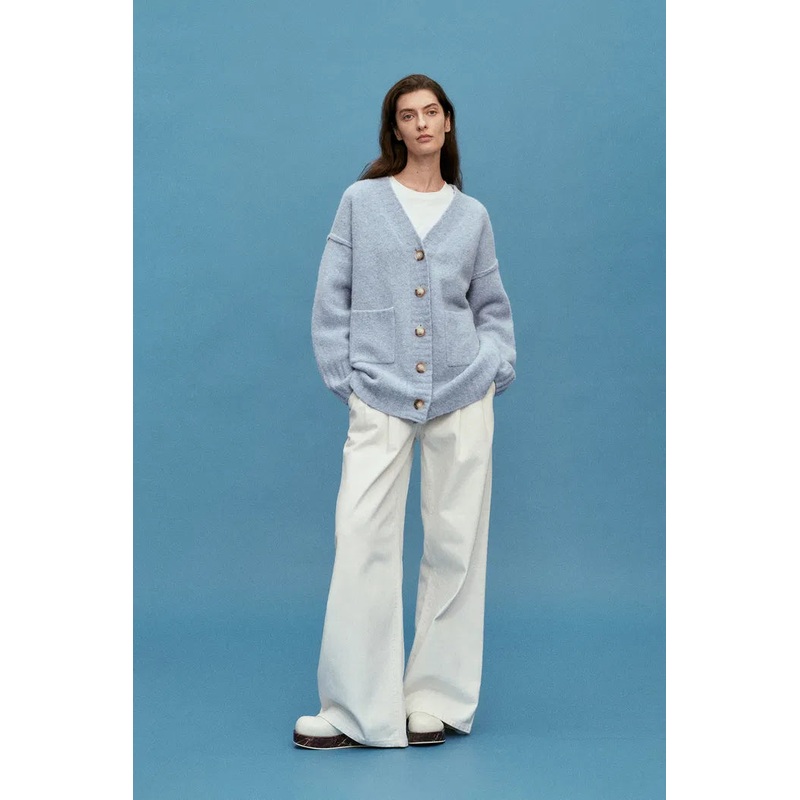 Hiroko Oversized Knit Cardigan in Wool Boucl XS