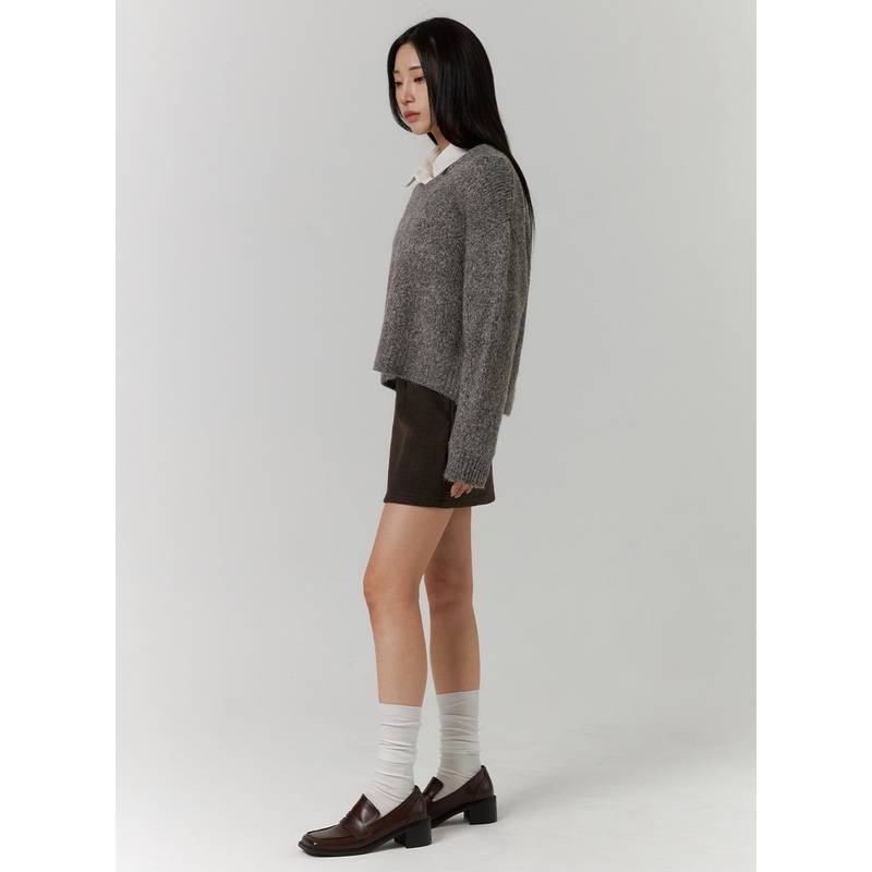 Basic Wool Mini Skirt CD312 Dark brown S