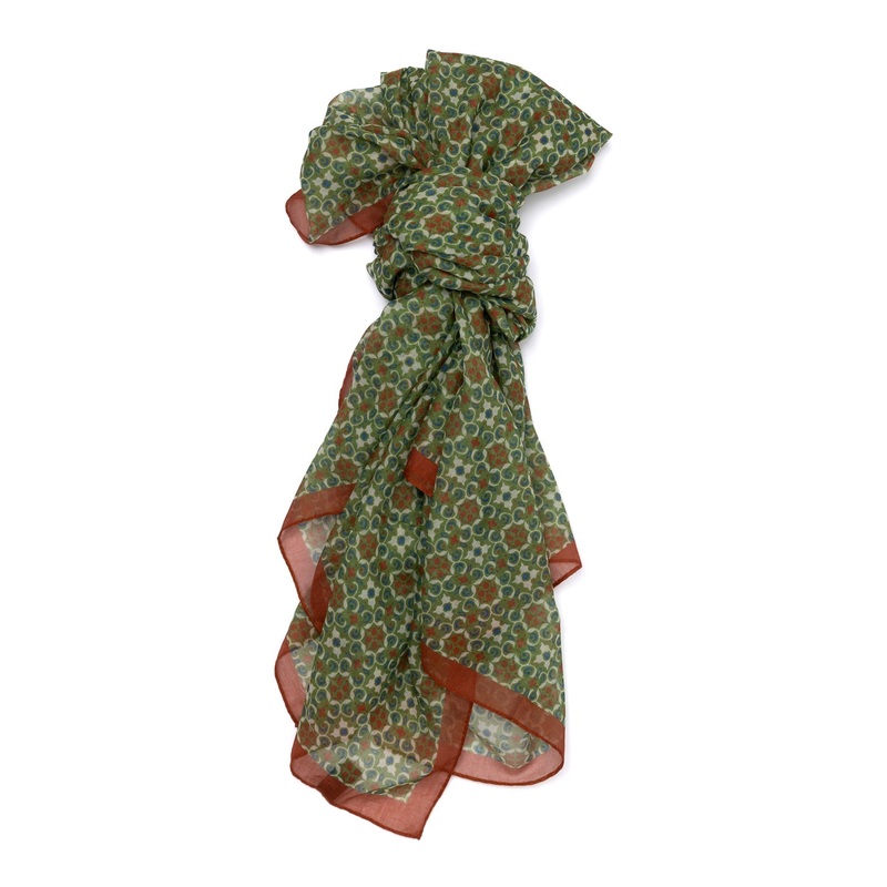 Carre Scarf “Foulard Piastrelle di Amalfi” made of Cotton & Cashmere – Hand-rolled
