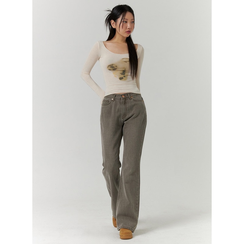 Light Washed Slim Fit Jeans CD314 Brown S