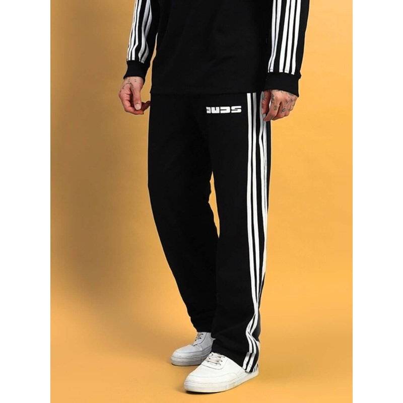 MEN PARKA JOGGER BLACK WITH WHITE STRIPE XS