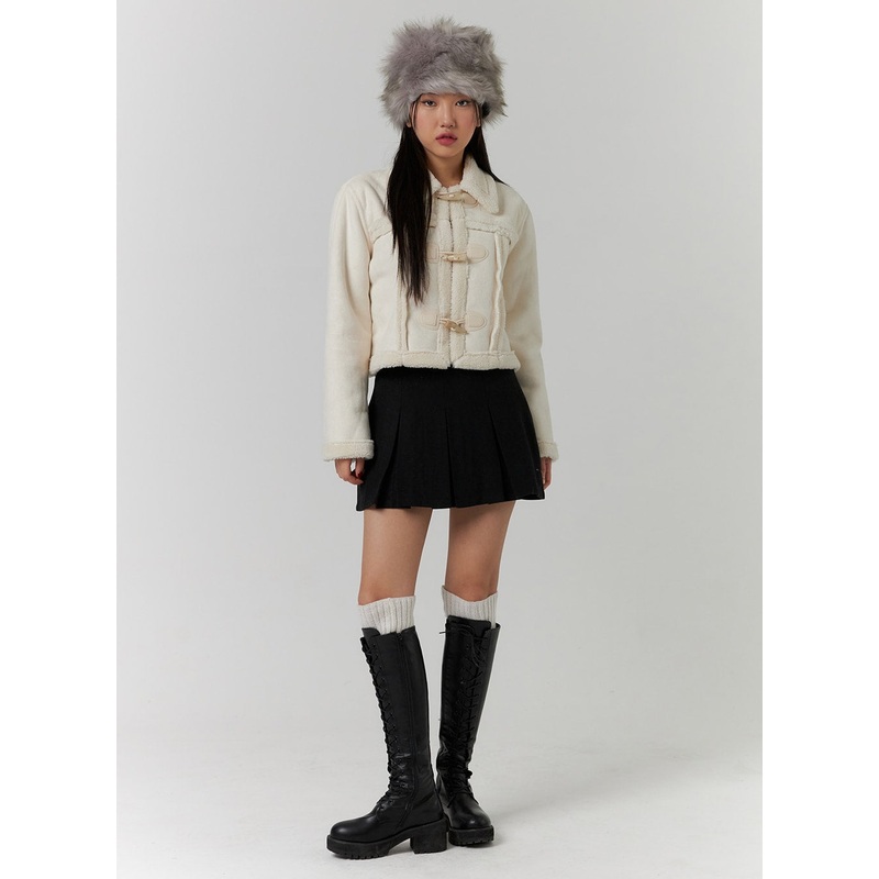 Pleated Mini Skirt CD312 Black S