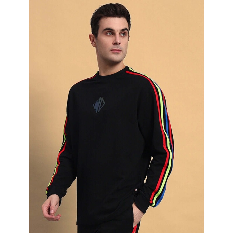RAINBOW COLORBLOCK SWEATSHIRT BLACK XS