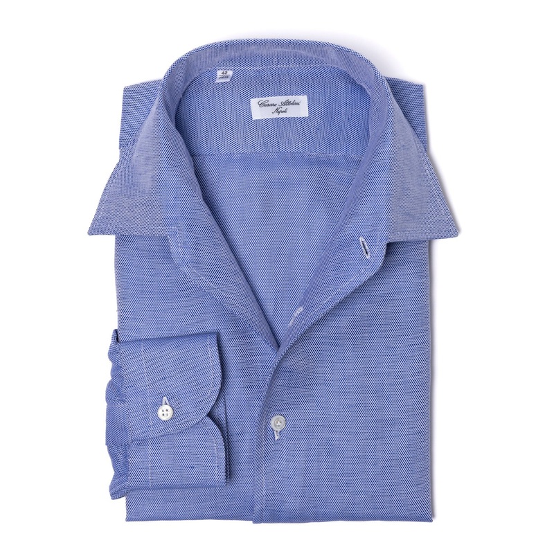Shirt “Piquet Estiva” with Lapel Collar made of pure Linen – Collo Positano M