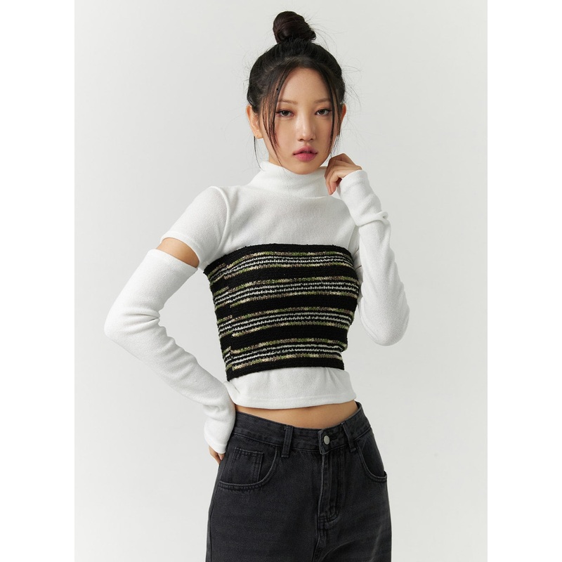 Stripe Layered Tube Top CD304 Black S/M