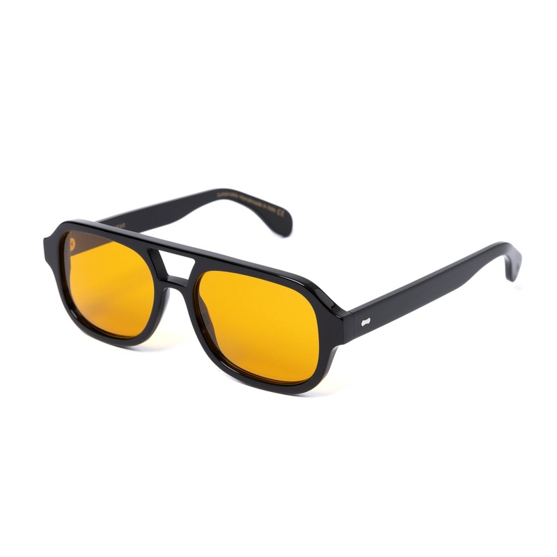 Sunglasses “GIANNI Black” with Saffron Yellow Lenses – handmade