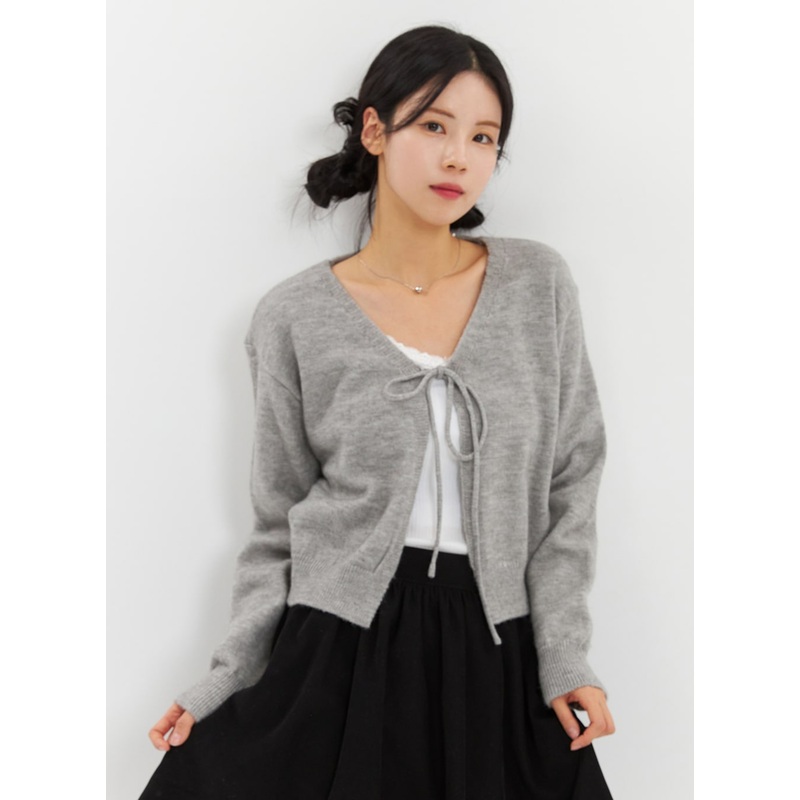 V-Neck Tie Cardigan OD321 Gray S/M
