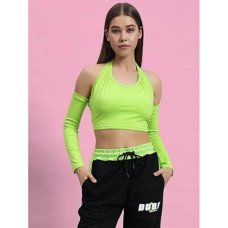 WOMEN CLUTCH CROP-TOP NEON GREEN XS