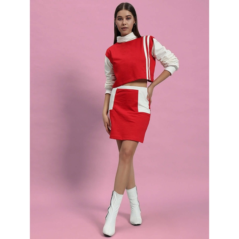WOMEN FREYA CO-ORD SET OFF WHITE RED XS