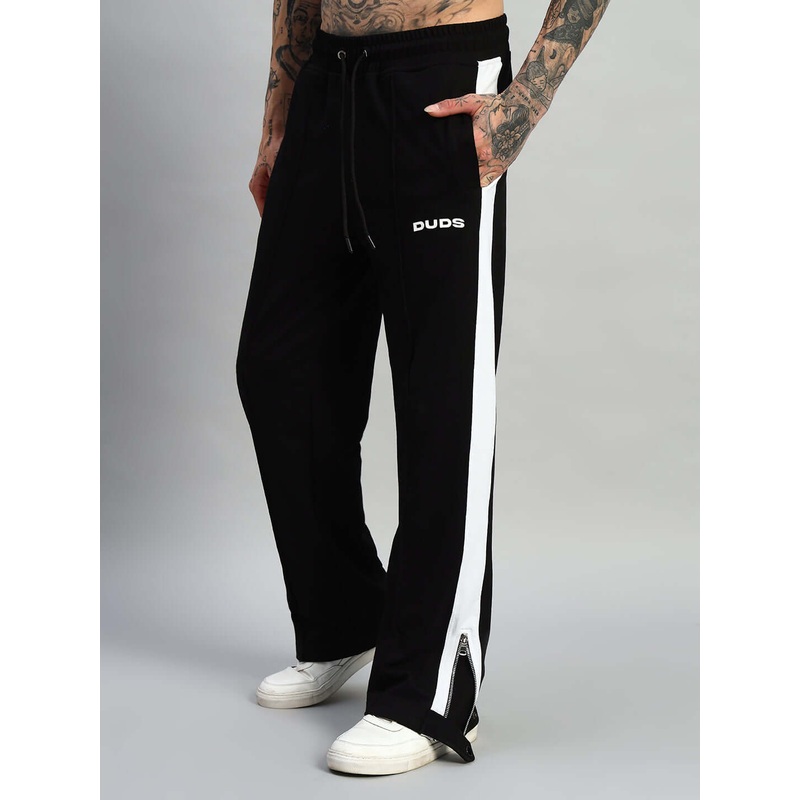 WONDER SLIT ZIPPER JOGGERS BLACK-WHITE XS