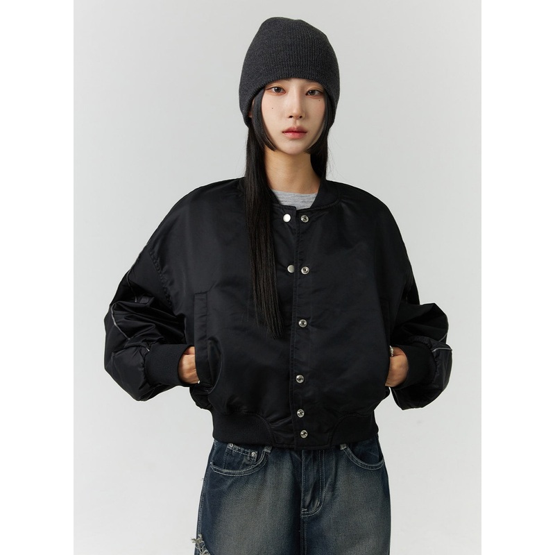 Round Neck Bomber Jacket CD301 Black S/M