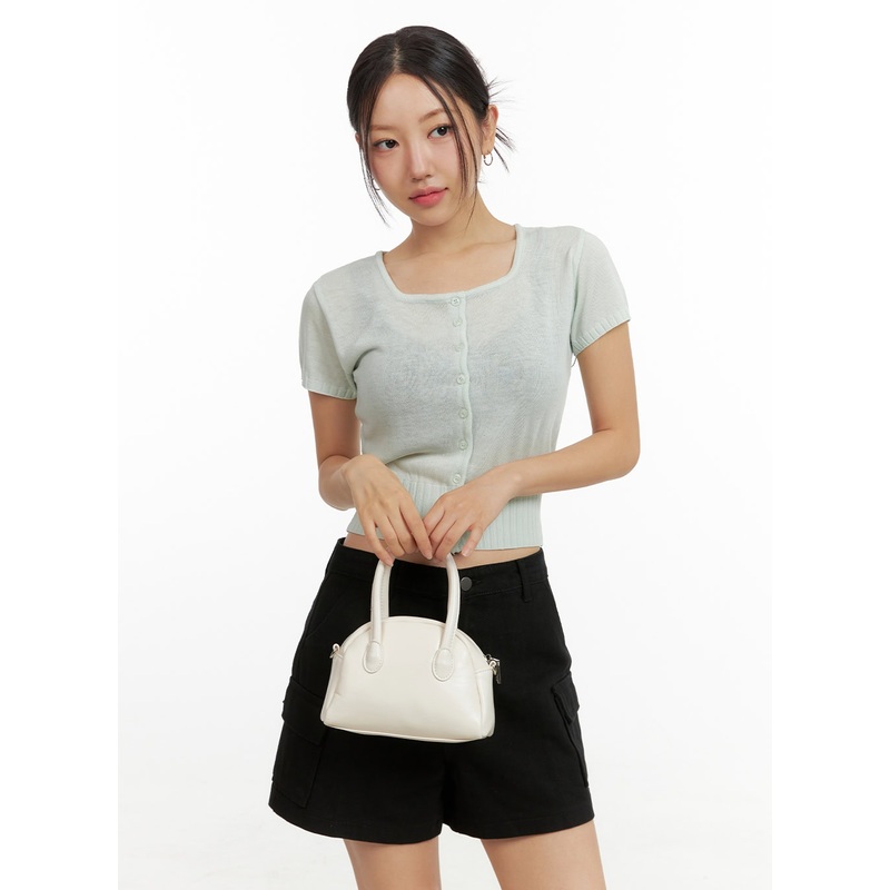 Summer Buttoned Square Neck Cardigan OU411 Mint S/M