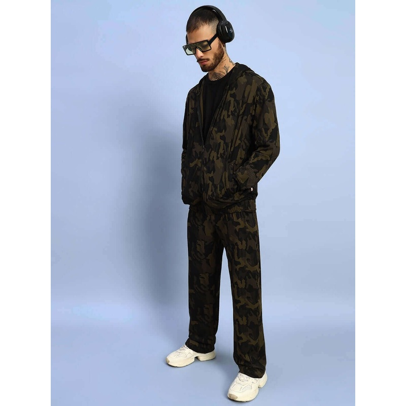 TRENCH CO-ORD SET CAMOUFLAGE GREEN XS