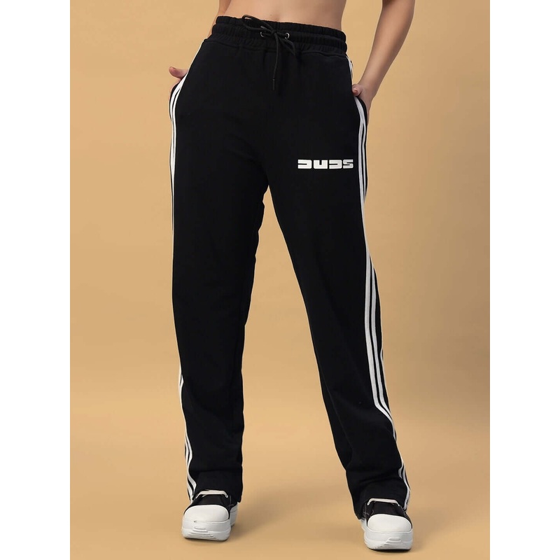 WOMEN PARKA JOGGER BLACK WITH WHITE STRIPES XS