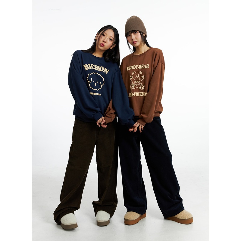 Corduroy Wide Fit Pants IN323 Dark brown S