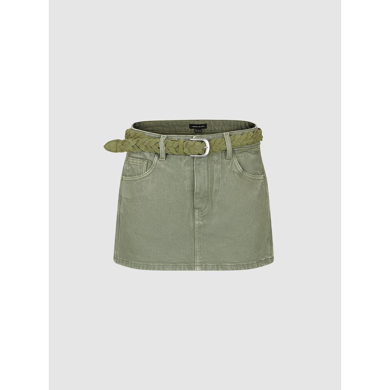 Denim Mini Skirts Green XXS