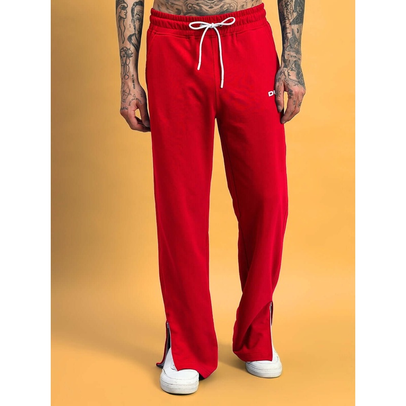 HERSHEY SIDE SLIT COTTON JOGGERS RED XS