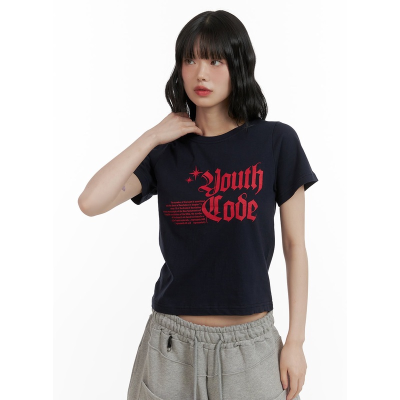 Lettering Crop Top CU413 Dark blue S/M