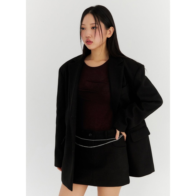 Oversized Midi Tailored Jacket CN315 Black S/M