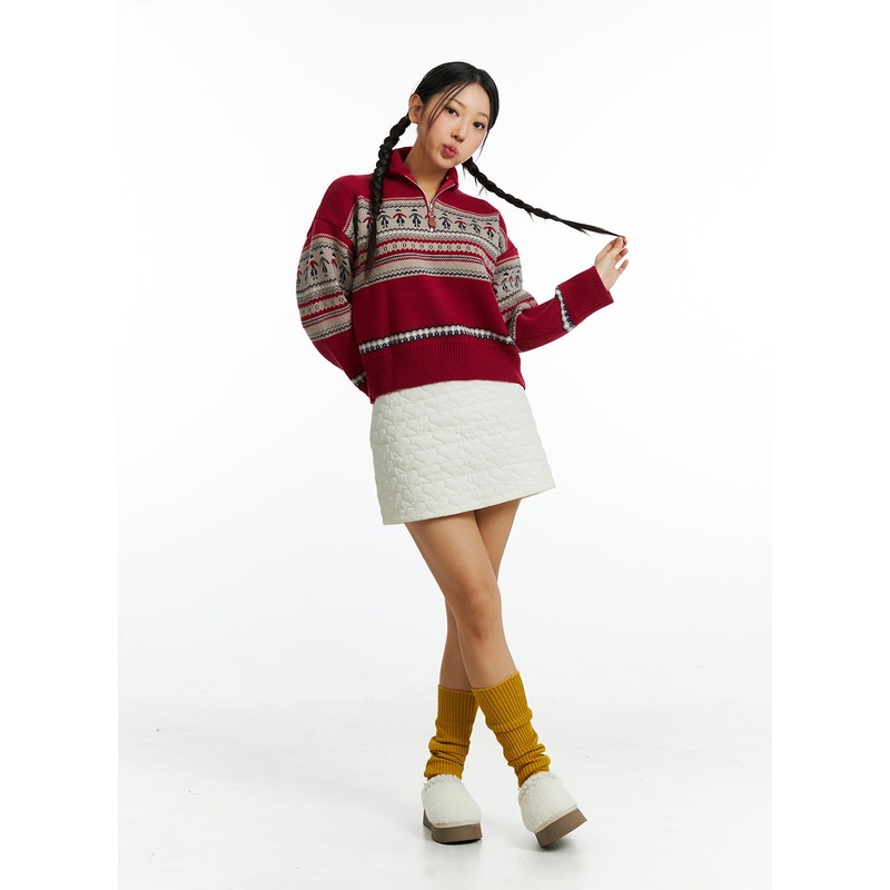 Quilted Mini Skirt IN323 Light beige S/M