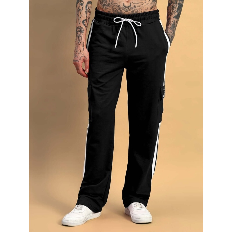 SCOTIA STRIPE COTTON JOGGERS BLACK XS