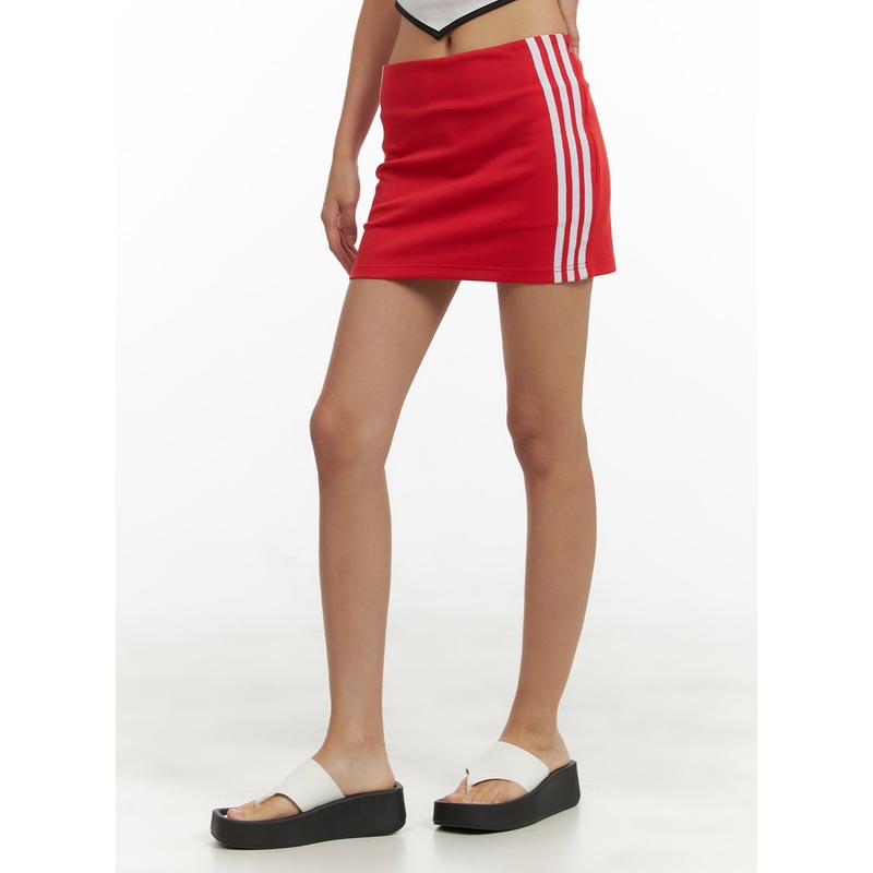 Stripe Slim Mini Skirt CU414 Red S/M