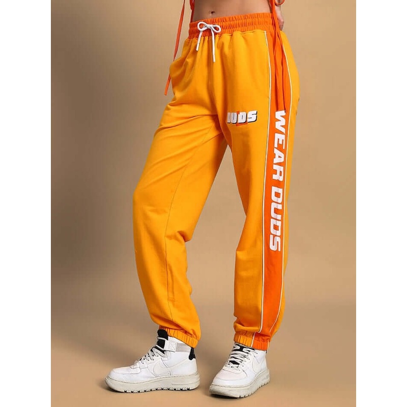 WOMEN PEPPY JOGGERS YELLOW ORANGE XS