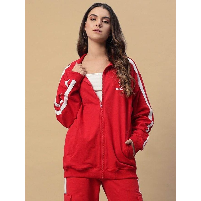 WOMEN SCOTIA JACKET RED WHITE STRIPE XS