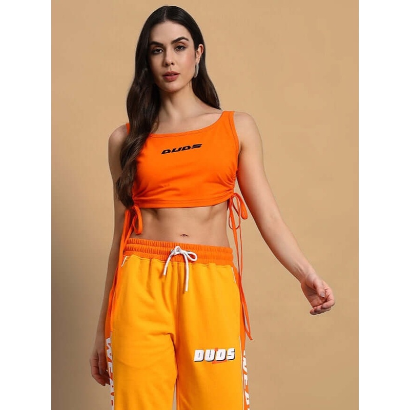WOMEN SQUEEZE CROP-TOP COTTON ORANGE XS