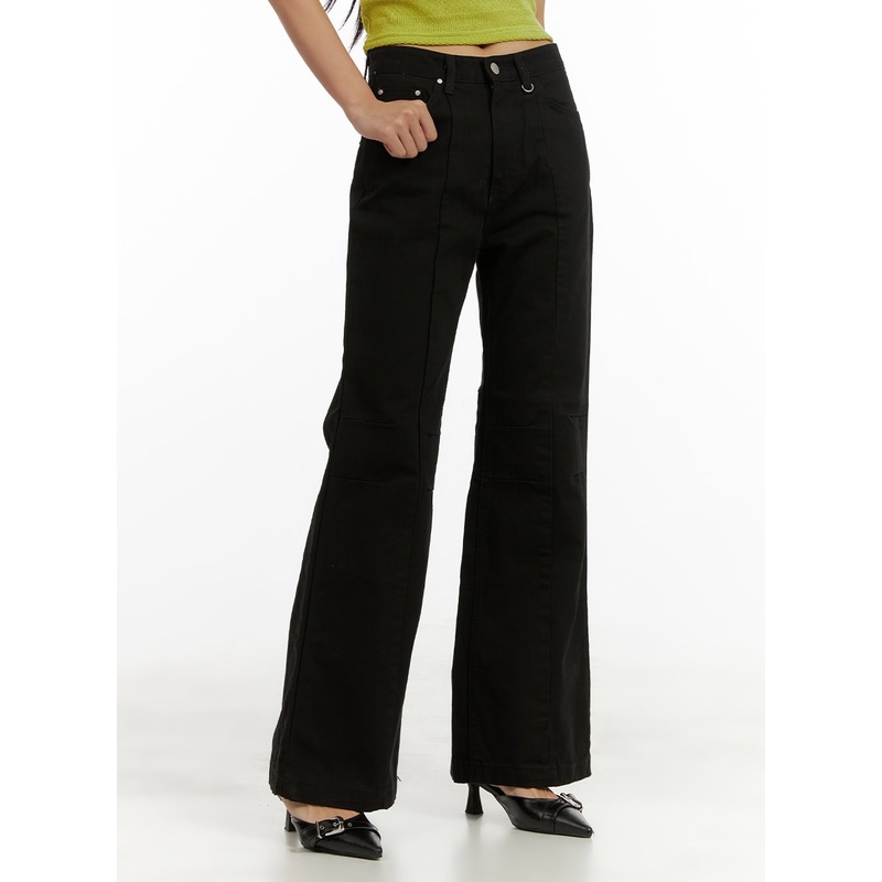 Cotton Slim Bootcut Pants CU414 Black S