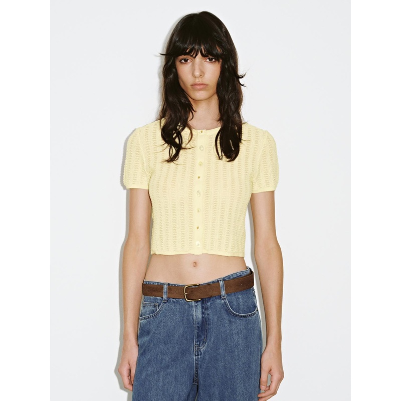 Knitted Cardigans Yellow XS