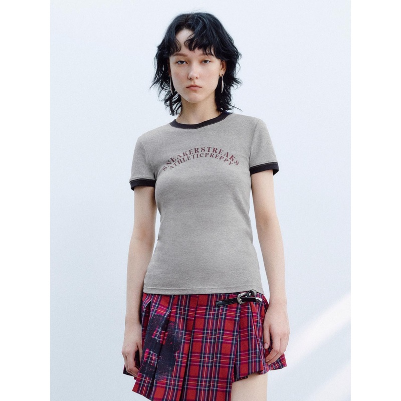 Printed Short Sleeve T-Shirts Light Grey S