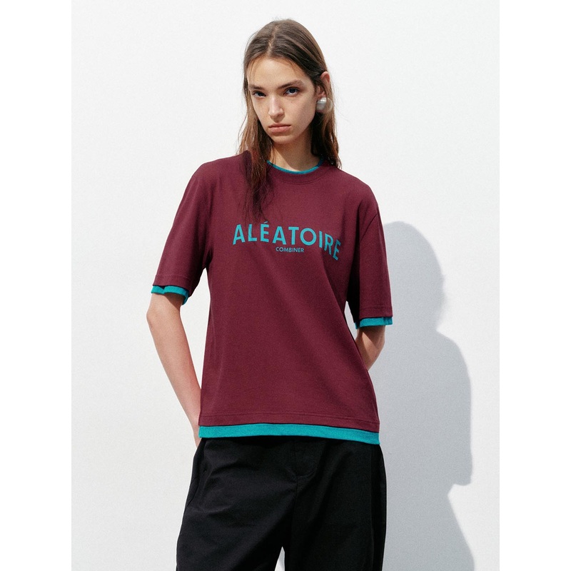 Printed Short Sleeve T-Shirts Red XS