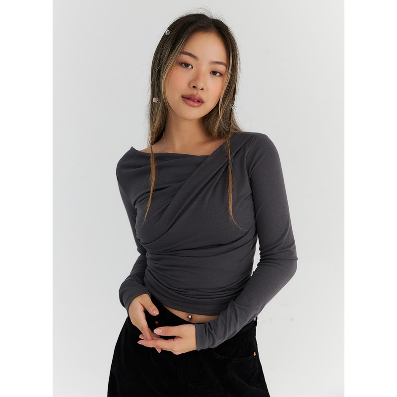 Soft Wrap Crop Top CN313 Dark gray S/M