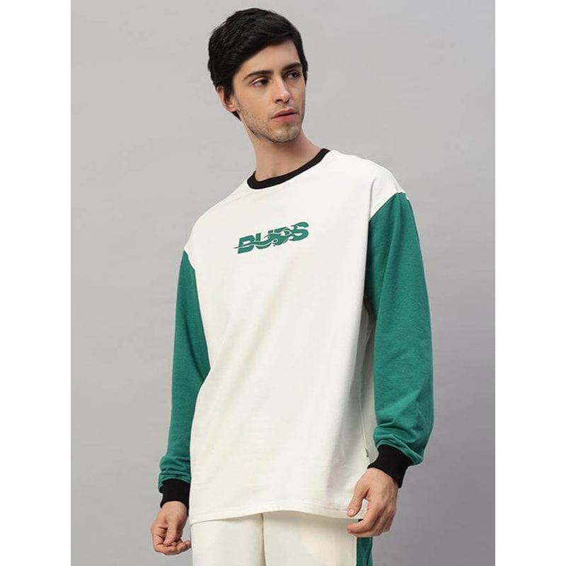 ZINGY OVERSIZED SWEATSHIRT OFF WHITE TEAL XS