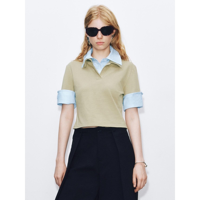 2 In 1 Cropped T-Shirts Green XS