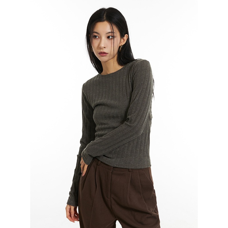 Back Slit Knit Top IN308 Dark green S/M