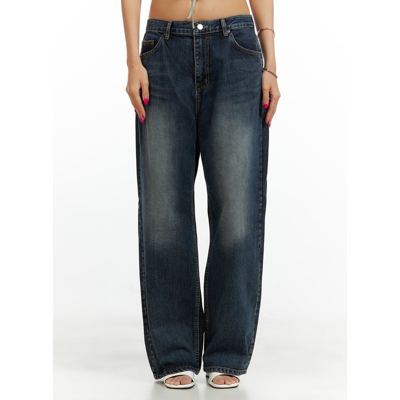 Low Rise Baggy Jeans CU417 Dark blue S