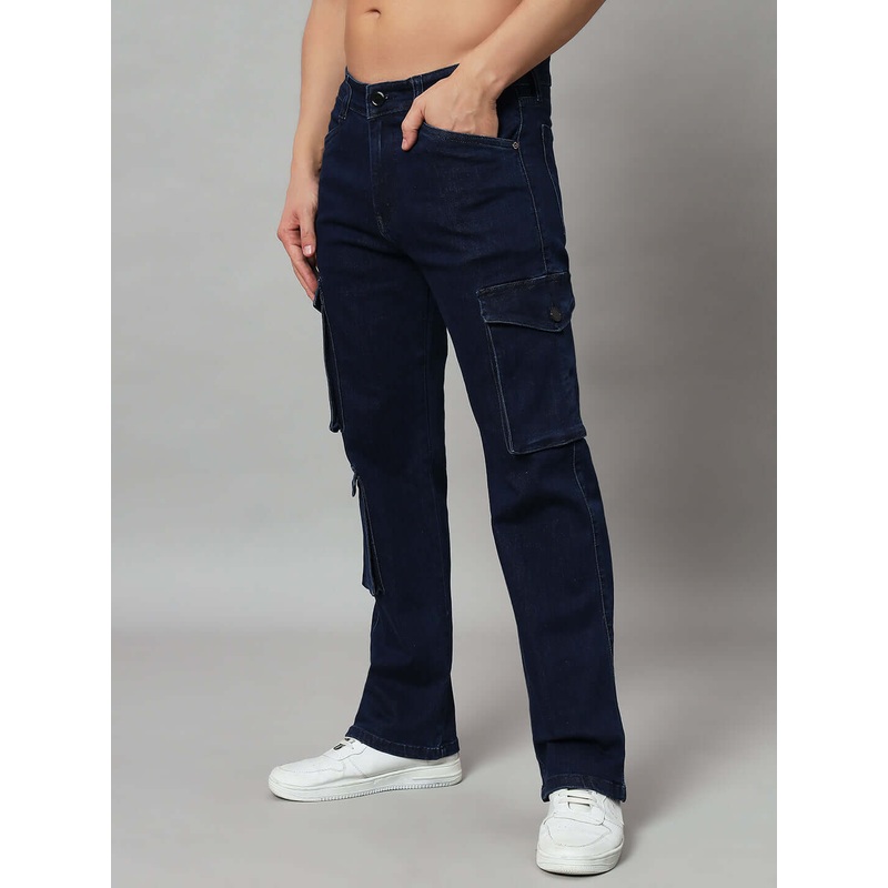 ROBUST RELAXED DENIM CARGO JEANS NAVY 28