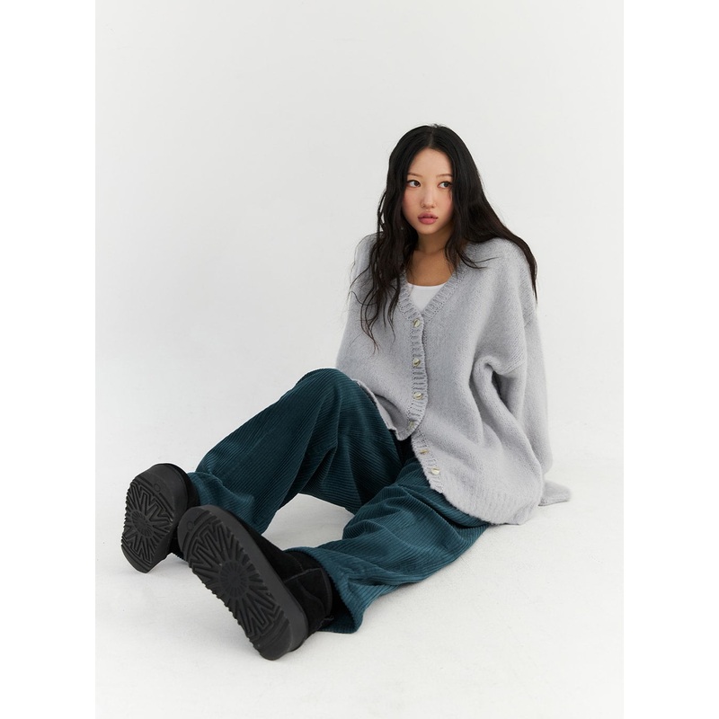 V-Neck Loose Fit Knit Cardigan CN303 Light gray M/L