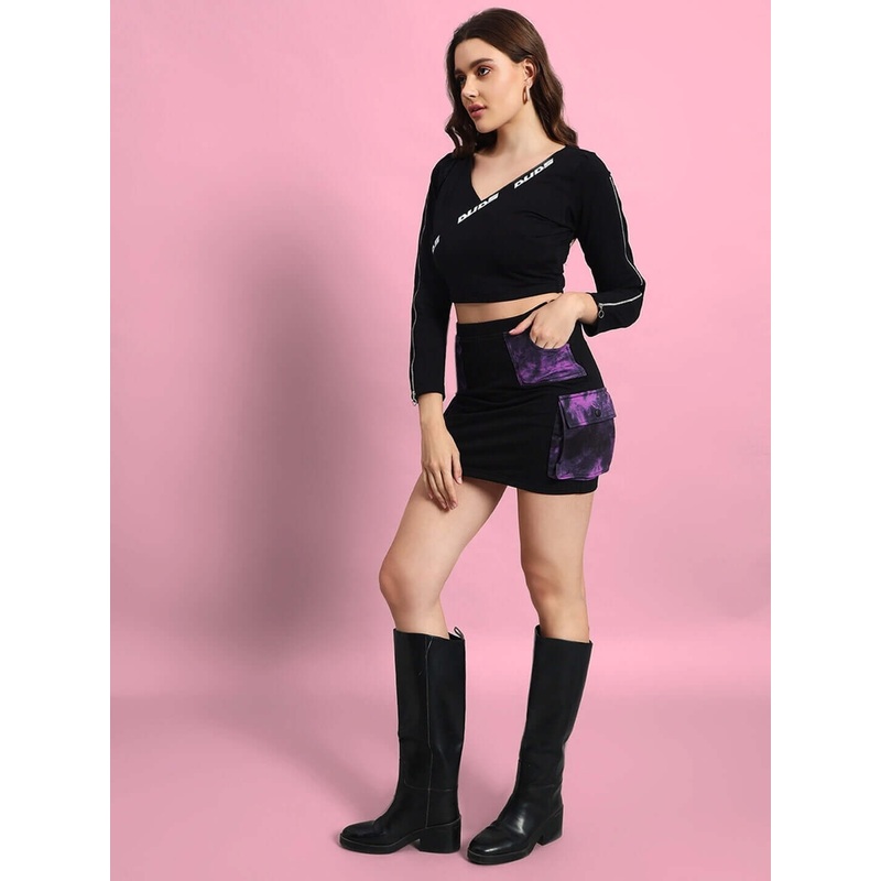 WOMEN DIANA CO-ORD SET BLACK PURPLE XS