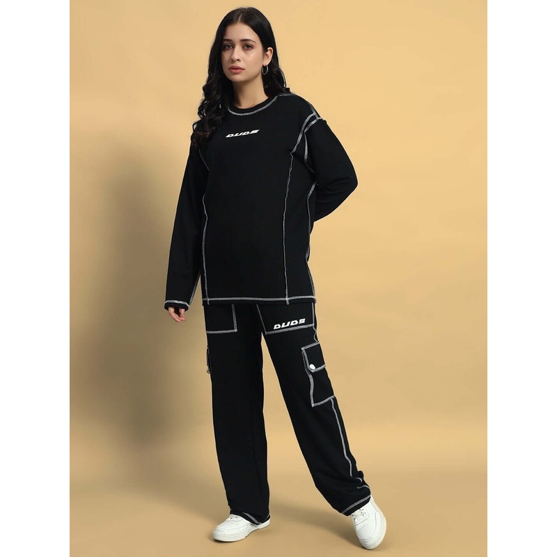 WOMEN’S DYNAMIC OVERSIZED CO-ORD SET BLACK XS