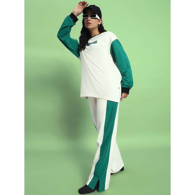 WOMEN’S ZINGY OVERSIZED CO-ORD SET OFF WHITE TEAL XS