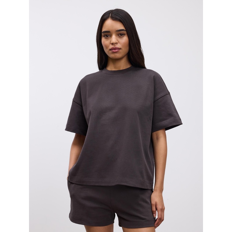 Womens Brushed Relaxed T-Shirt in Brown XXS (4) Brown