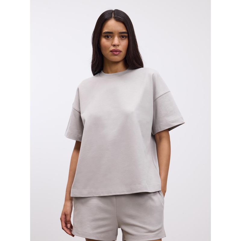 Womens Brushed Relaxed T-Shirt in Stone XXS (4) Stone