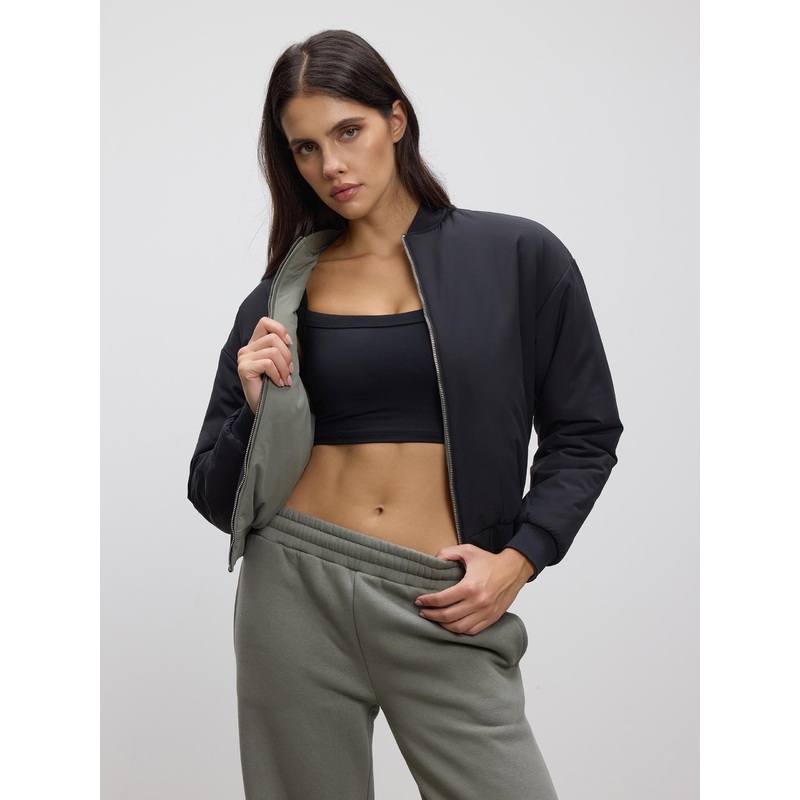 Womens Reversible Bomber Jacket in Black Sage XXS (4) Black Sage