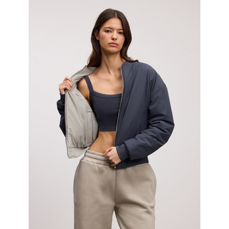 Womens Reversible Bomber Jacket in Slate Blue Stone XXS (4) Slate Blue Stone