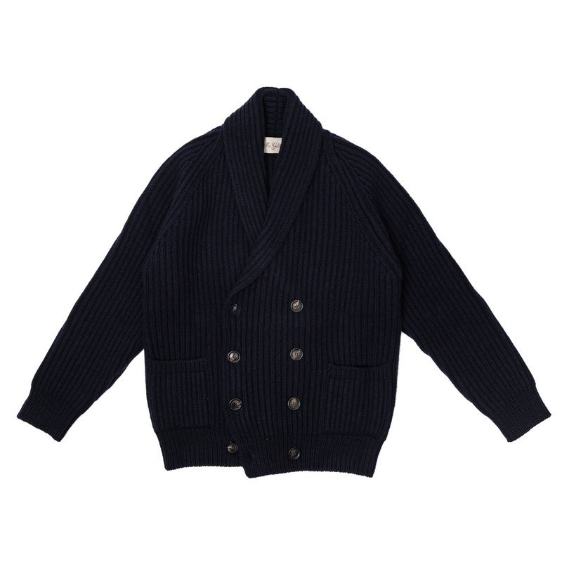 Cardigan “Double-Row Shawl” made from Lambswool and Cashmere – Original Knit S