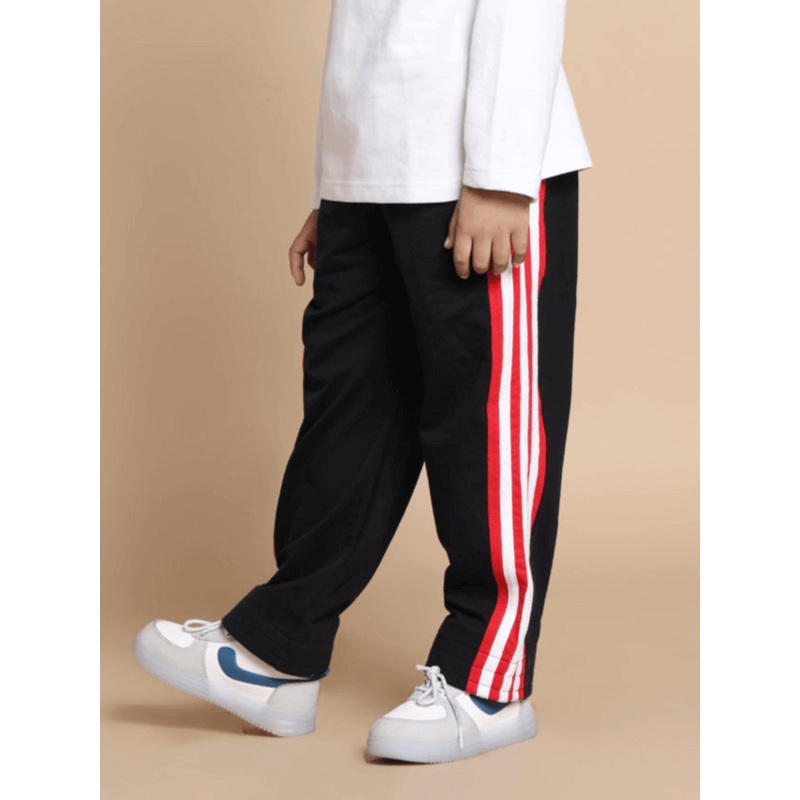 MILANO RELAXED PANT FOR BOYS & GIRLS JOGGER BLACK RED 1-2 YRS