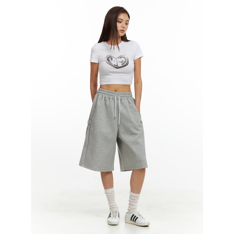 Cotton Cargo Sweat Shorts IU419 Gray M/L